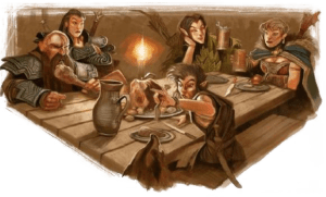 Group of adventurers in a tavern