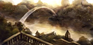 Personagens de D&D: Uma Odisseia em Forgotten Realms imagem da ponte da cidade de silverymonn